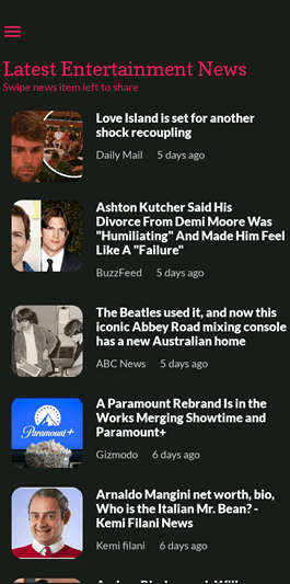 Entertainment Insider News app screen shot